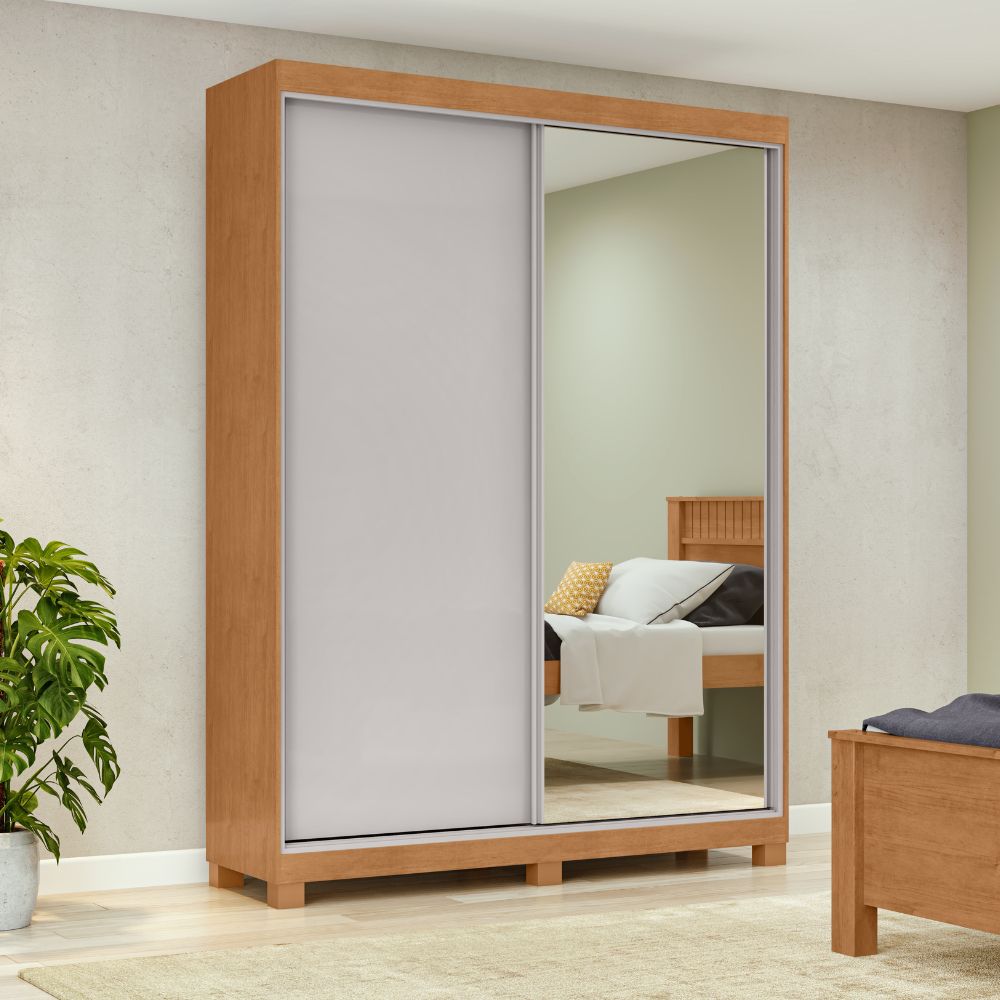 Guarda-Roupa Zeine 2Pt de Correr 2Gav Com Esp E Pés Lopas | Lojas