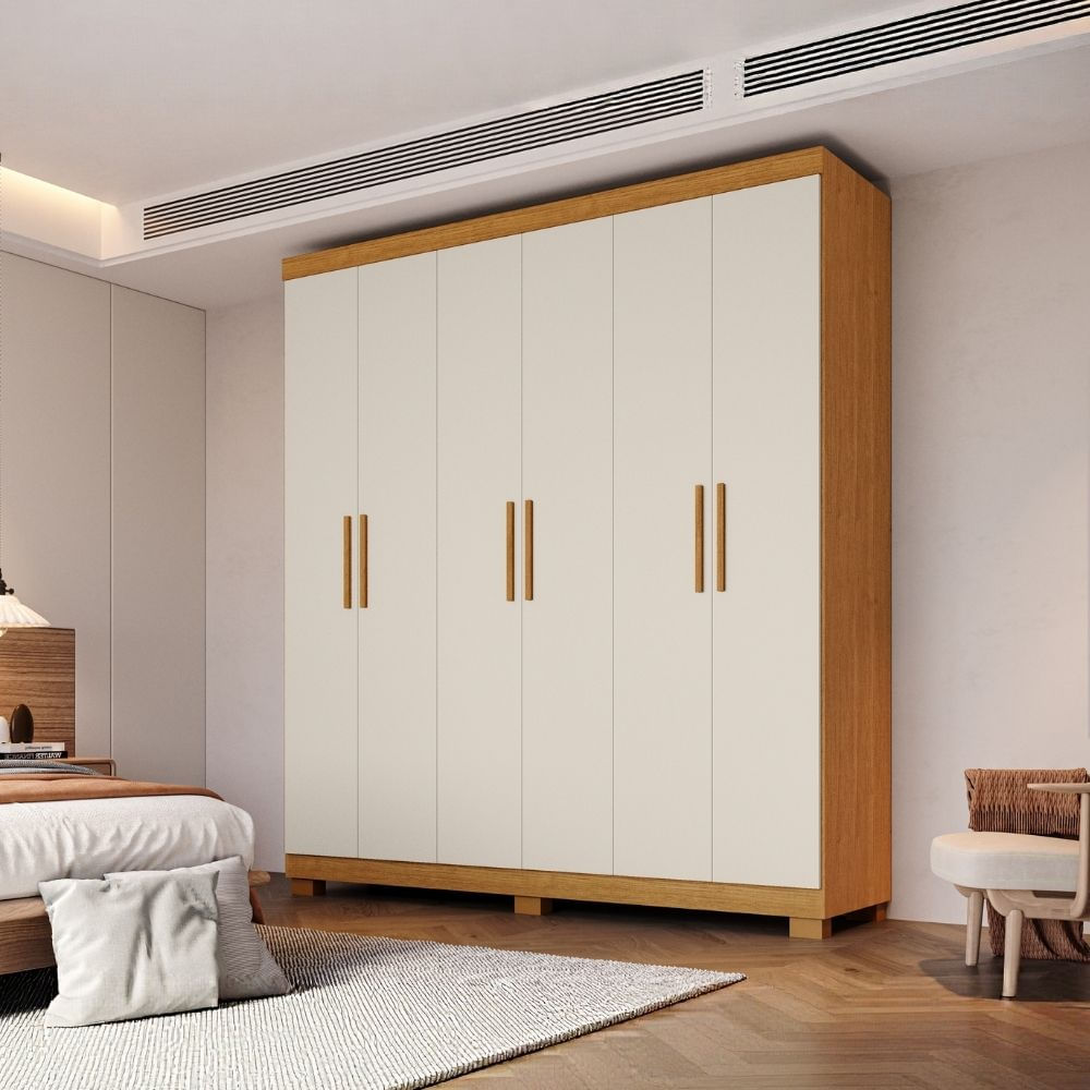 Guarda-roupa Lana Prime 4 Portas ACP Cinamomo/Off | Lojas Top